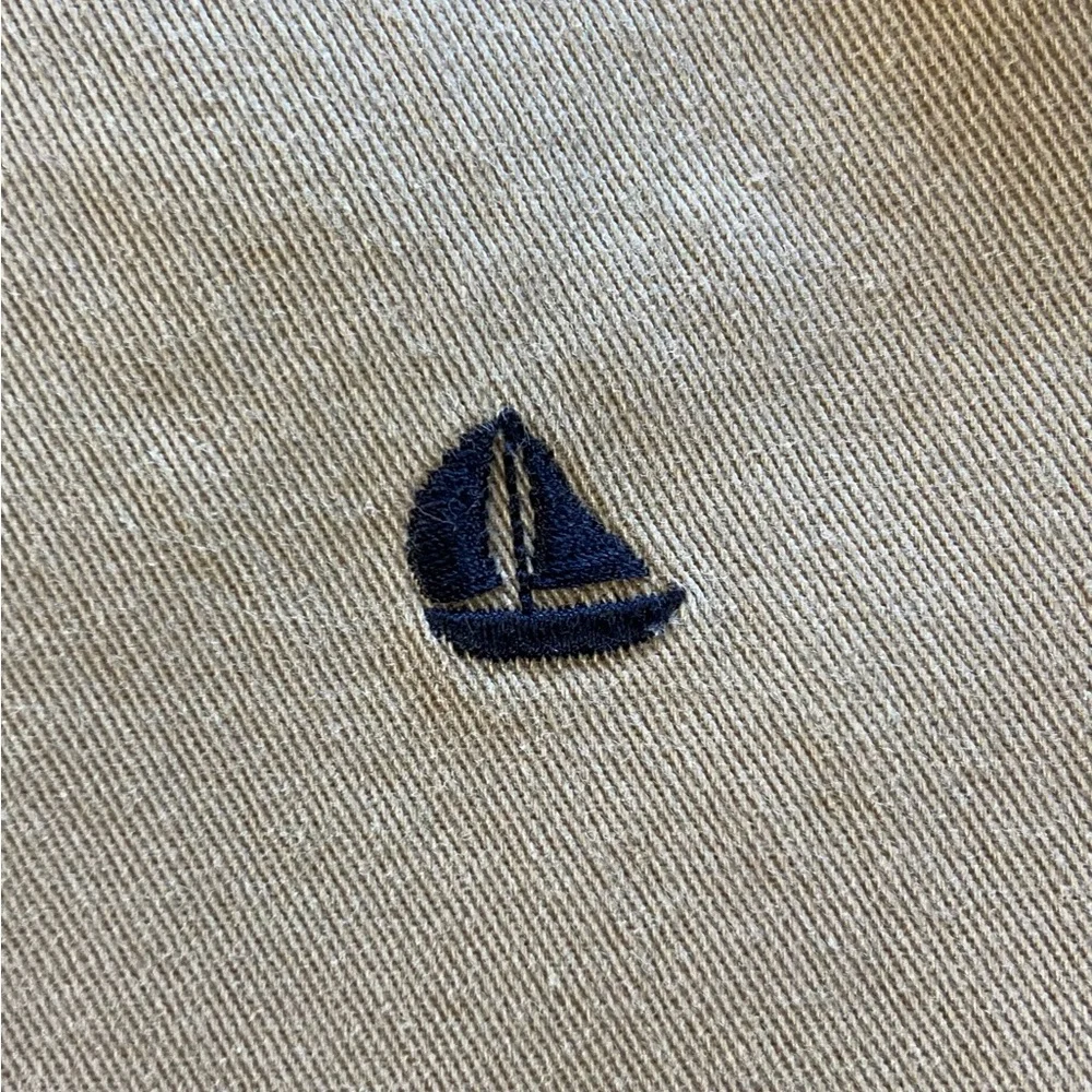 Gymboree Cotton Khaki Shorts Tan Blue Sailboat Embroidery Adjustable Waist 5T